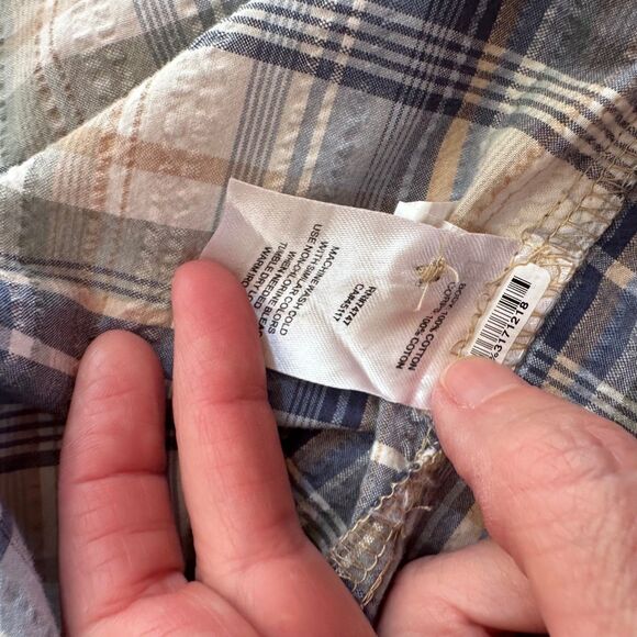 RedHead Brand Co Men’s 2XL Plaid Short Sleeve Shirt Blue Tan Cotton Outdoor - Picture 3 of 6